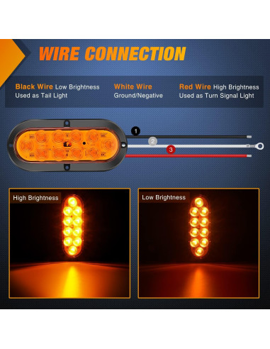 Luces LED Traseras Ovaladas Nilight 6" Ámbar 2 Pcs Impermeables