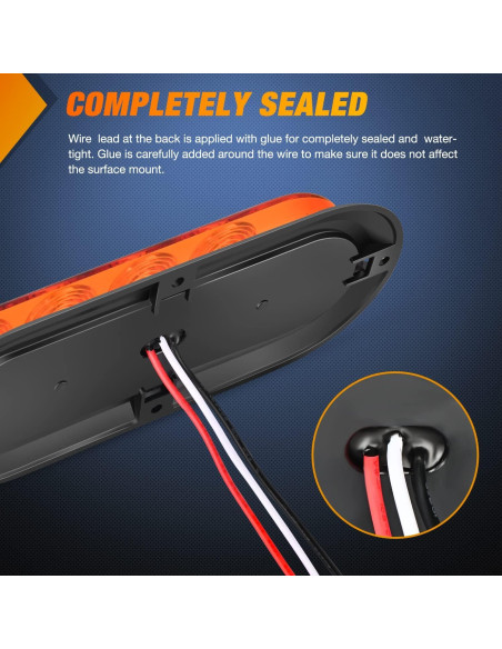 Luces LED Traseras Ovaladas Nilight 6" Ámbar 2 Pcs Impermeables