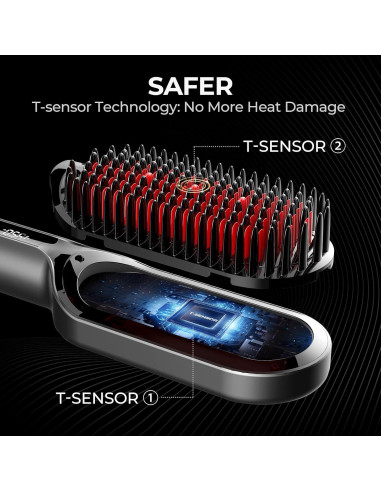 Cepillo Alisador TYMO HC105 - Cerámica, 16 Temperaturas, Negro