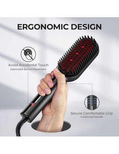 Cepillo Alisador TYMO HC105 - Cerámica, 16 Temperaturas, Negro
