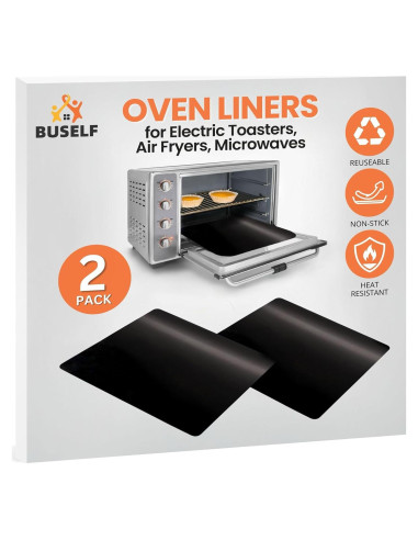 Forro Reutilizable para Horno Tostador Buself - 2 Paquete, Negro, 27.94x22.86 cm