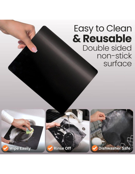 Forro Reutilizable para Horno Tostador Buself - 2 Paquete, Negro, 27.94x22.86 cm