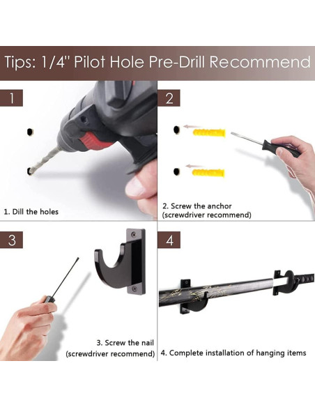 Soporte de Pared para Espadas WANLIAN Negro Ajustable 1 Par