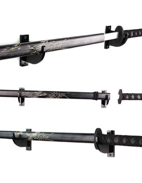 Soporte de Pared para Espadas WANLIAN Negro Ajustable 1 Par