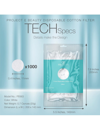 1000 Filtros de Algodón para Microdermoabrasión Project E Beauty
