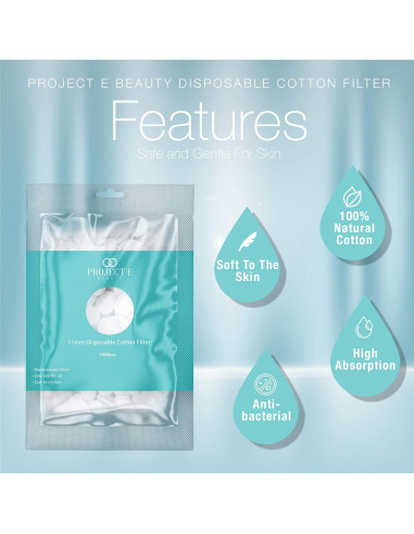 1000 Filtros de Algodón para Microdermoabrasión Project E Beauty