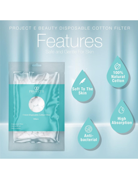 1000 Filtros de Algodón para Microdermoabrasión Project E Beauty