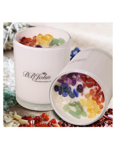 Vela de Cristal 7 Chakras BBJohn - Cera de Soja Natural 160g