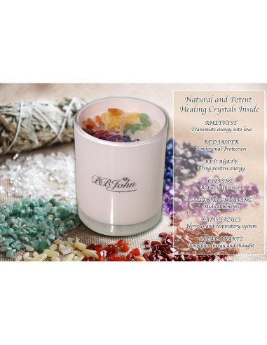 Vela de Cristal 7 Chakras BBJohn - Cera de Soja Natural 160g