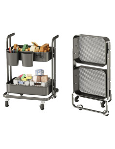 Carro Rodante Plegable DTK 2 Niveles Metal Negro 61.5 cm