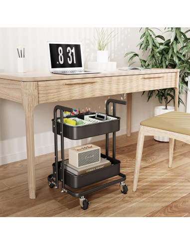 Carro Rodante Plegable DTK 2 Niveles Metal Negro 61.5 cm