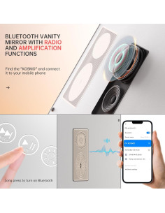 Espejo de Tocador Hasipu con Luces LED y Altavoz Bluetooth 71 cm 2