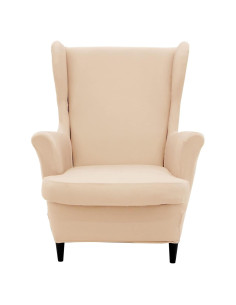 Funda de Sillón Wingback NILUOH 2 Piezas Beige Elástica
