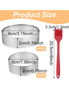 Juego de 20 Anillos para Tartas Perforados Pefect 3.15 y 1.96 Pulgadas 2
