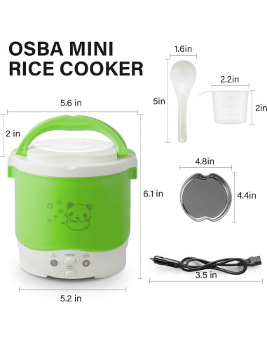 Cocedor de Arroz Mini OSBA 1L 12V para Coche Verde