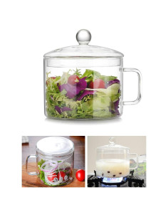 Cacerola de Vidrio Borosilicato Miecux 1.5L con Tapa