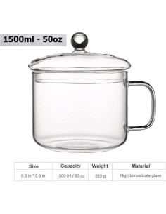 Cacerola de Vidrio Borosilicato Miecux 1.5L con Tapa 2
