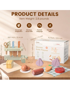 Set de cuchillos de cocina de madera Pithfor para niños 3+ 2