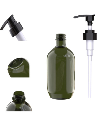 2 Botellas Dispensadoras de Plástico 300 ML WANBAO Ámbar Verde