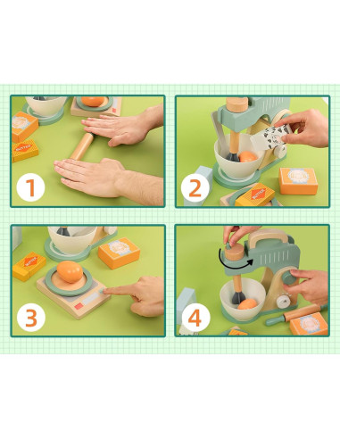 Juego de Cocina de Madera MIKNEKE Licuadora para Niños