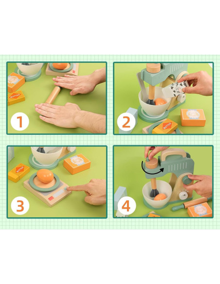 Juego de Cocina de Madera MIKNEKE Licuadora para Niños