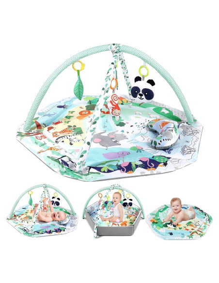 Alfombra de Juego 4-en-1 Dearlomum con 6 Juguetes para Bebés