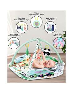 Alfombra de Juego 4-en-1 Dearlomum con 6 Juguetes para Bebés 2