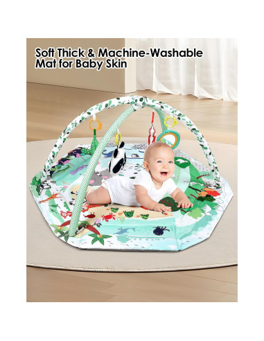 Alfombra de Juego 4-en-1 Dearlomum con 6 Juguetes para Bebés