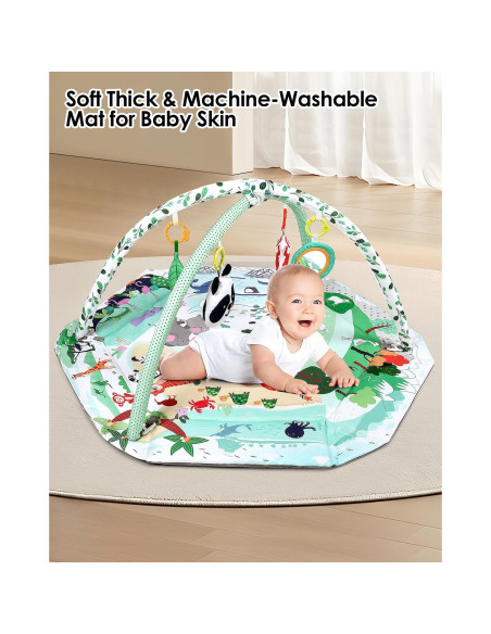 Alfombra de Juego 4-en-1 Dearlomum con 6 Juguetes para Bebés