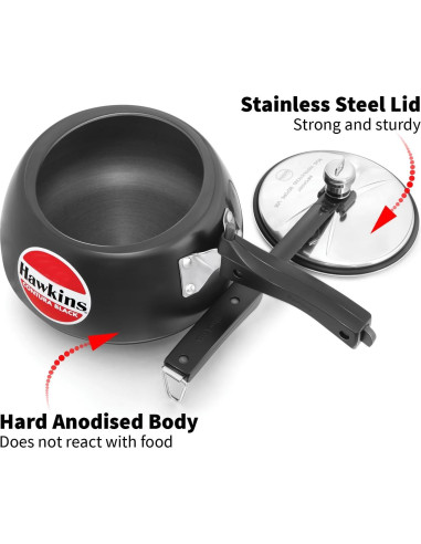 Olla a presión Hawkins Contura Negra 1.5L Aluminio
