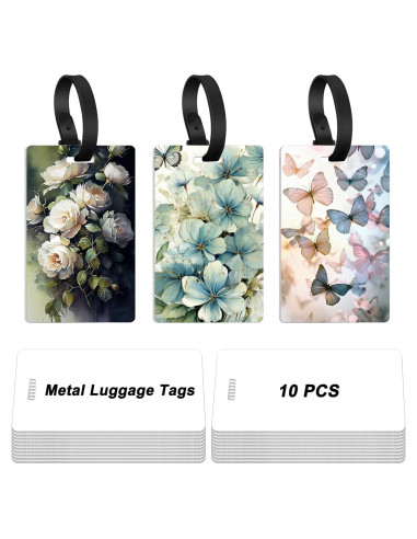 10 Etiquetas de Equipaje de Metal ToBeAce Doble Cara 9.7x6.1cm
