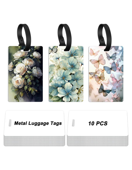 10 Etiquetas de Equipaje de Metal ToBeAce Doble Cara 9.7x6.1cm