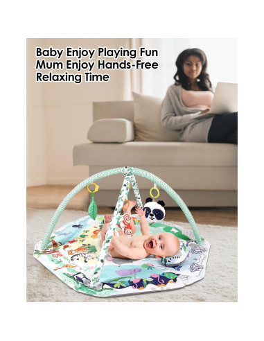 Alfombra de Juego 4-en-1 Dearlomum con 6 Juguetes para Bebés