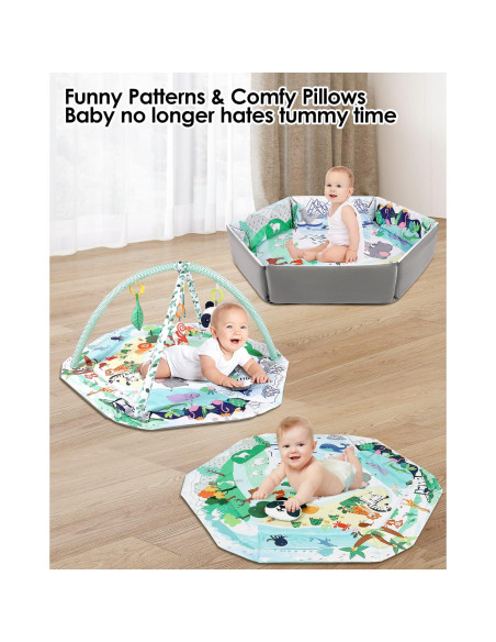 Alfombra de Juego 4-en-1 Dearlomum con 6 Juguetes para Bebés