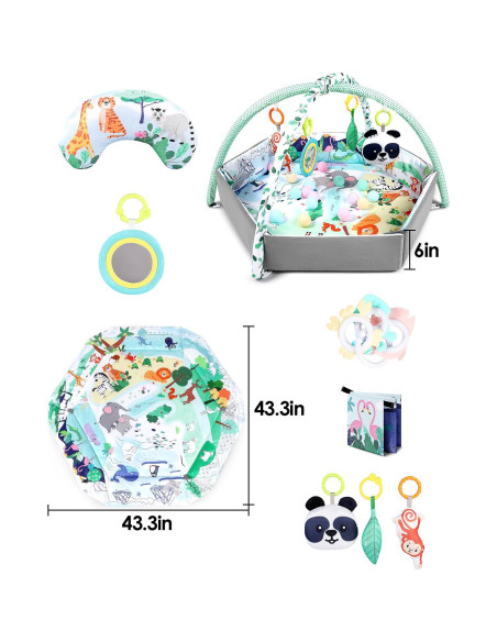 Alfombra de Juego 4-en-1 Dearlomum con 6 Juguetes para Bebés