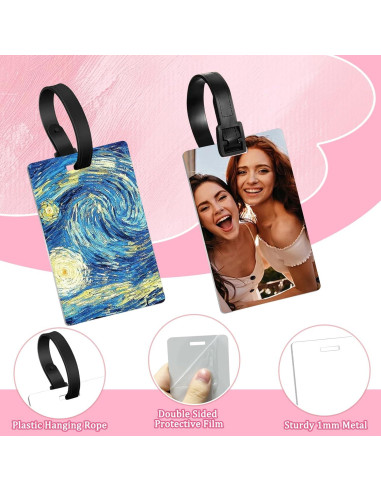 10 Etiquetas de Equipaje de Metal ToBeAce Doble Cara 9.7x6.1cm