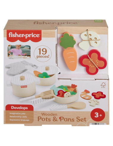 Juego de Cocina de Madera Fisher-Price 19 Piezas para Niños