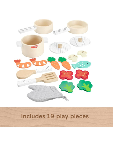 Juego de Cocina de Madera Fisher-Price 19 Piezas para Niños