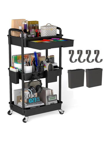 Carro Rodante de Almacenamiento LLMRR 3 Niveles Negro