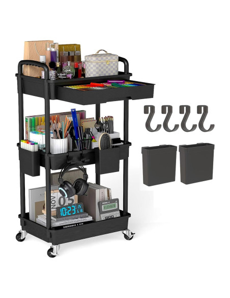 Carro Rodante de Almacenamiento LLMRR 3 Niveles Negro