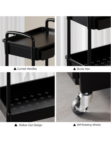 Carro Rodante de Almacenamiento LLMRR 3 Niveles Negro