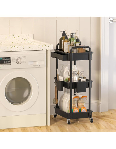 Carro Rodante de Almacenamiento LLMRR 3 Niveles Negro