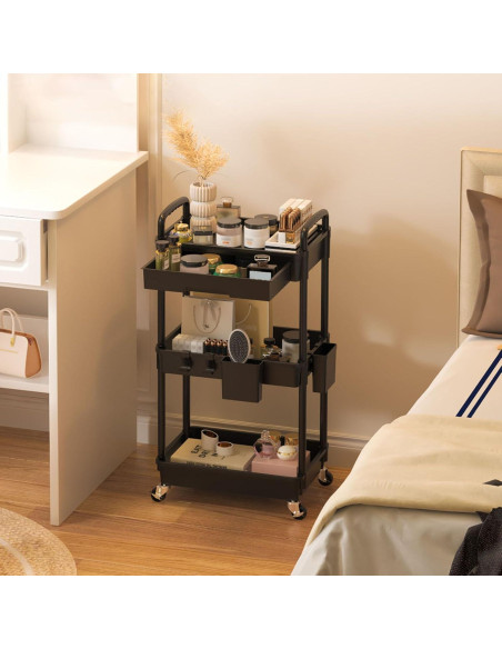 Carro Rodante de Almacenamiento LLMRR 3 Niveles Negro