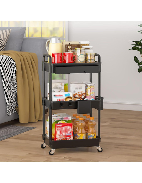 Carro Rodante de Almacenamiento LLMRR 3 Niveles Negro