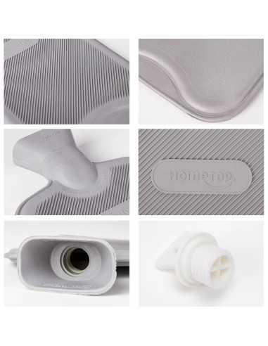 Botella de Agua Caliente 2L HomeTop con Funda de Peluche Gris