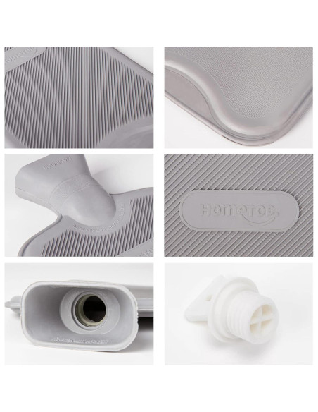 Botella de Agua Caliente 2L HomeTop con Funda de Peluche Gris