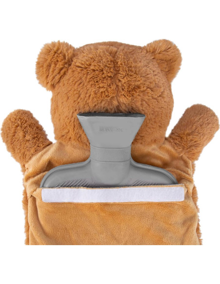 Botella de Agua Caliente 2L HomeTop con Funda de Peluche Gris