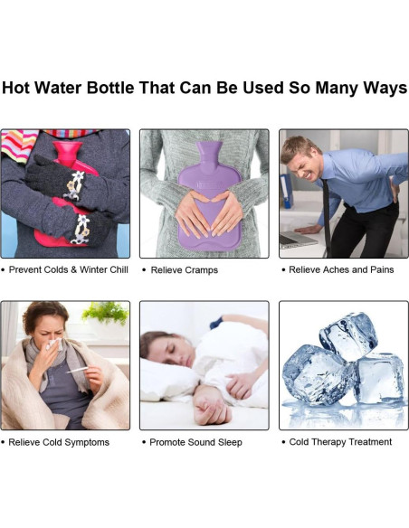 Botella de Agua Caliente 2L HomeTop con Funda de Peluche Gris