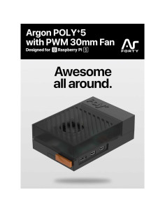 Caja ventilador ABS Argon Poly+ 5 para Raspberry Pi 5 Negro 2