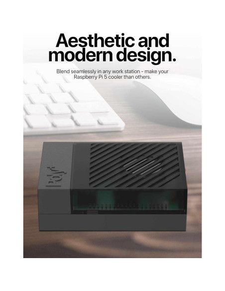 Caja ventilador ABS Argon Poly+ 5 para Raspberry Pi 5 Negro